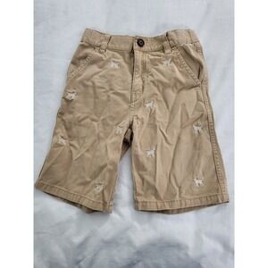 Gymboree Embroidered Dogs Shorts Boys 8 Khaki Preppy Cotton